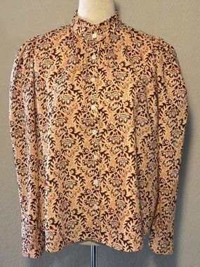 Alix of Bohemia Womens Medium Annabel Finch Block Print Cotton Blouse